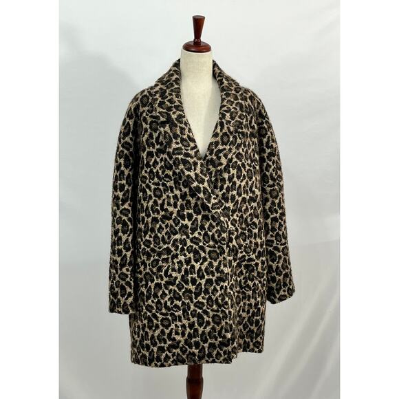 SEZANE Sz 44 12 Andrew Leopard Print Coat Jacket - Picture 3 of 10
